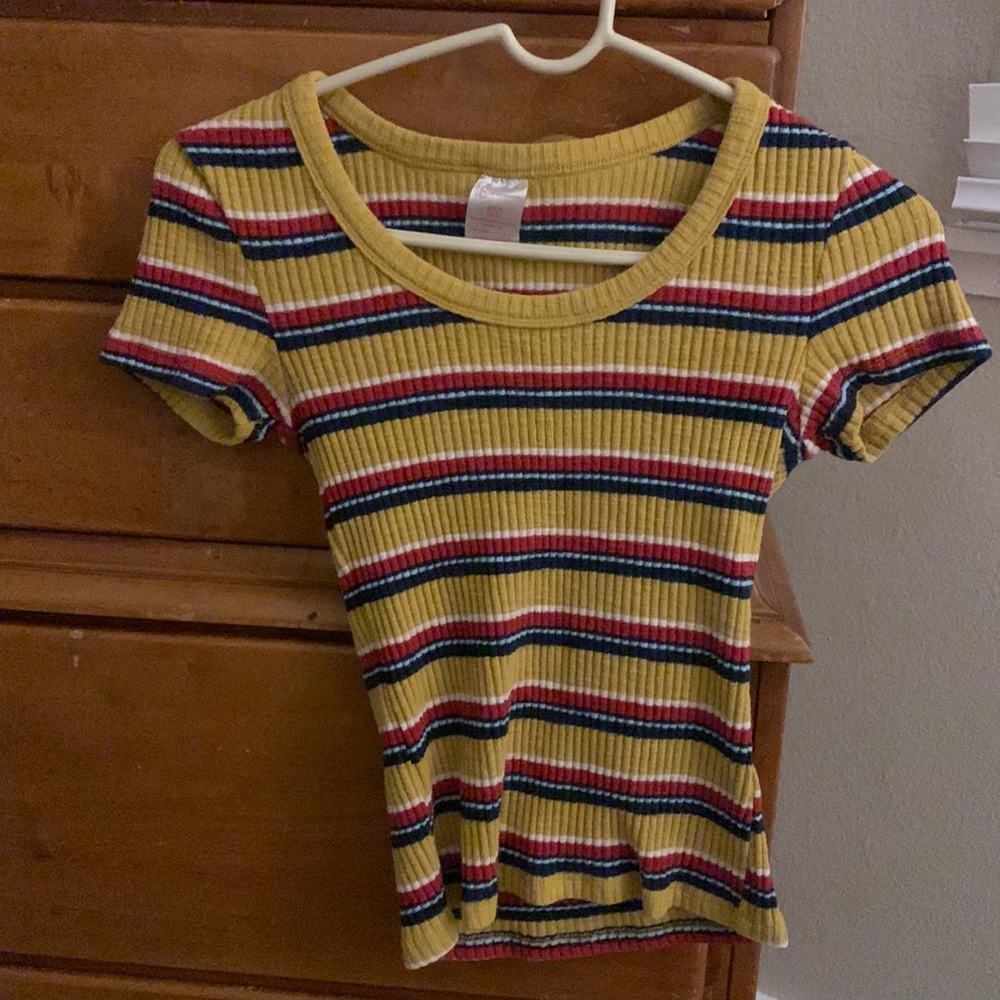 No Boundaries striped tight tshirt.